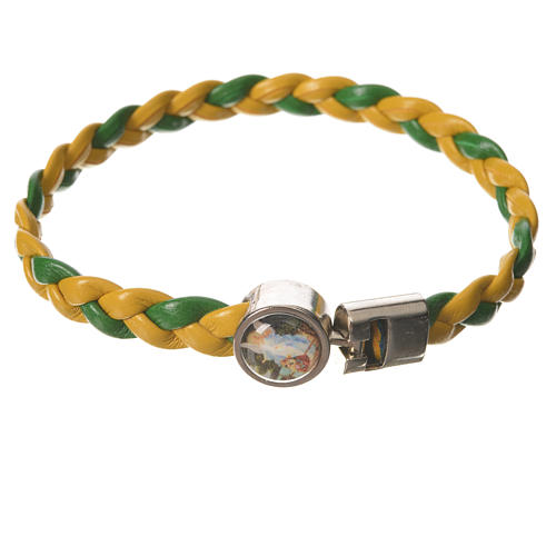 Braided bracelet, 20cm green and yellow with Angel 1