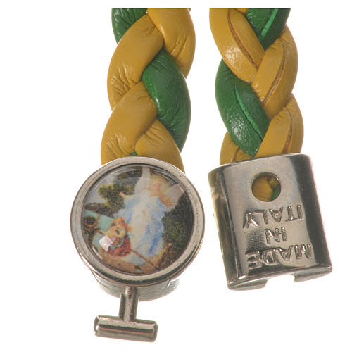 Braided bracelet, 20cm green and yellow with Angel 2