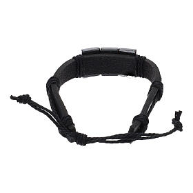 Bracelet in fake leather and hematite, S. Pio model