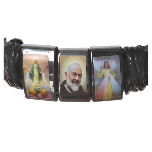 Bracciale similpelle ematite S. Pio 3
