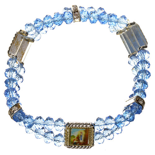 Elastic bracelet in real crystal 6mm, aqua 1