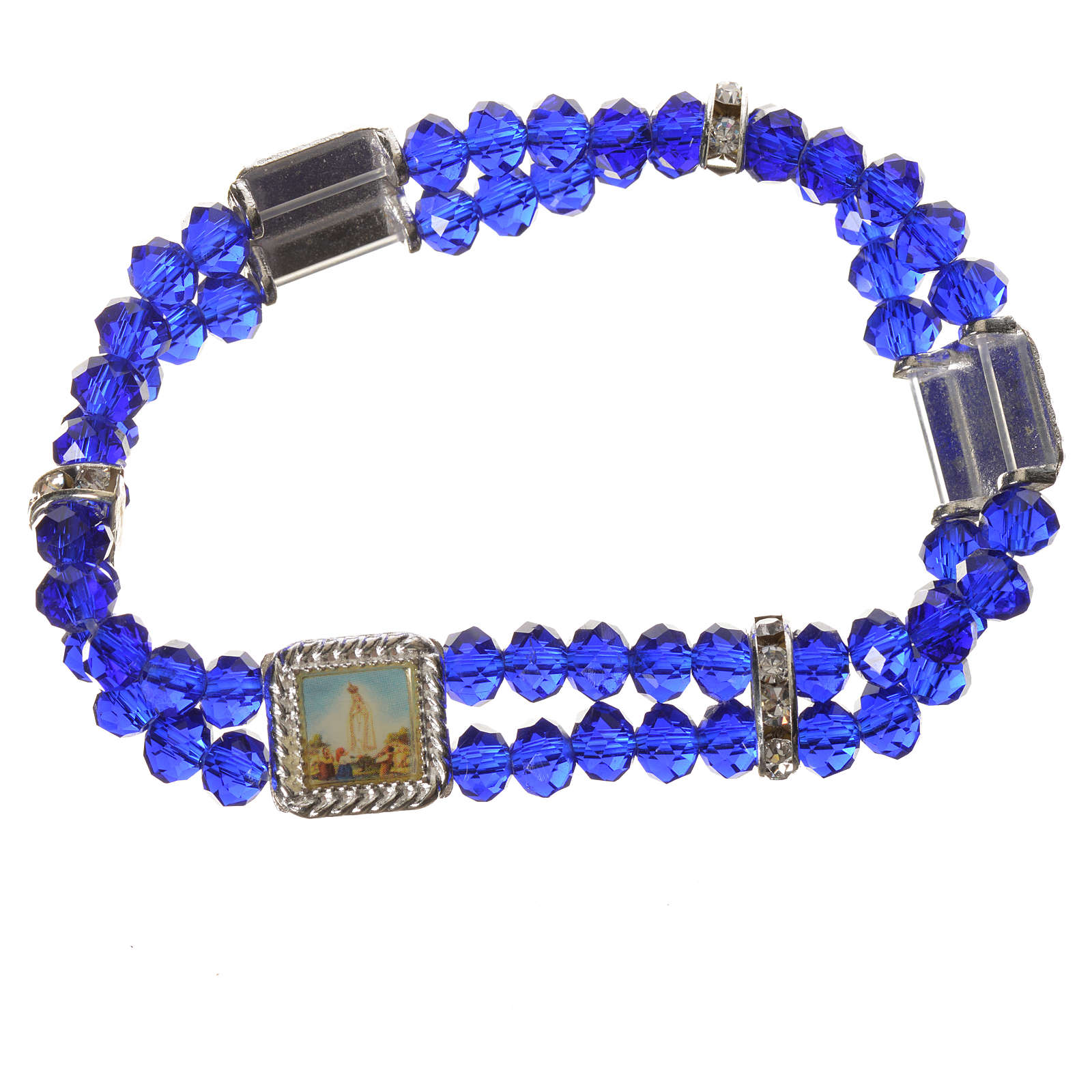 Elastic bracelet in real crystal 6mm, blue online sales on HOLYART.co.uk