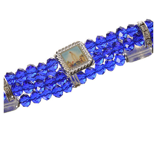 Elastic bracelet in real crystal 6mm, blue 2