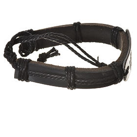 Pulseiras Variadas: Pulseira imitação de couro Cristo Misericordioso