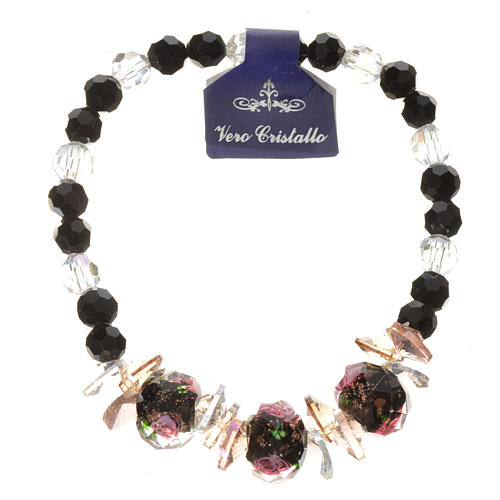 Elastic bracelet in crystal with Trinity, black 1