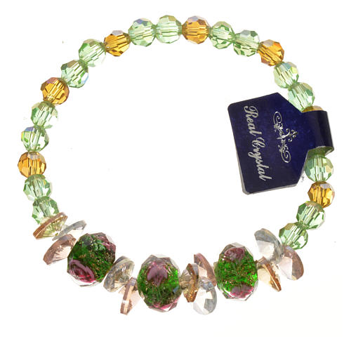 Elastic bracelet in crystal with Trinity, green 1