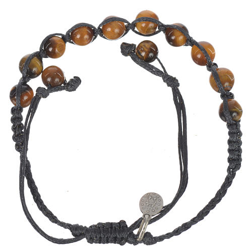 Bracelet in Tiger's eye with Miraculous Medal in sterling silver 2