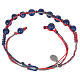 Bracelet in Lapis lazuli with Medal in silver and multicoloured cord s2