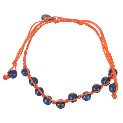 Bracciale Lapislazzuli Med Mir Arg 925 corda arancio 1