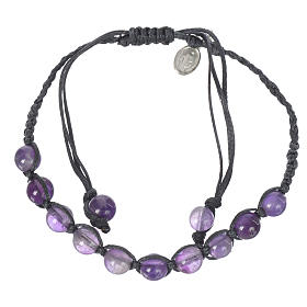 Armband Amethyst Wundermedaille Silber 925 blaue Schnur