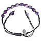 Bracelet in amethyst with Medal in silver and blue cord s2