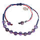 Bracelet in amethyst with Medal in silver and multicoloured cord s1