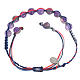 Bracelet in amethyst with Medal in silver and multicoloured cord s2