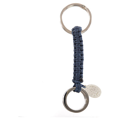 Key chain with Hail Mary prayer in Spanish, blue cord 2