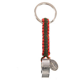 Key chain with Hail Mary prayer in Spanish, red and green cord