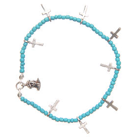 Bracelet croix perles turquoises