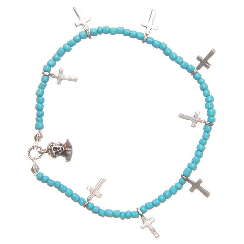Bracelet croix perles turquoises 1