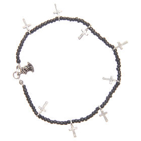 Armband schwarze Perlen und Kreuzen