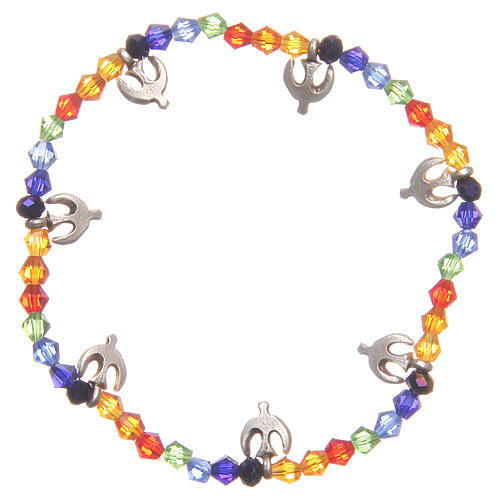 Peace bracelet with rainbow beads 2