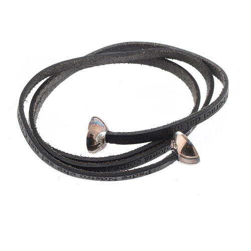 STOCK Leather bracelet with sphere Our Father for men black 2