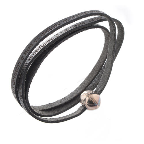 STOCK Leather bracelet with sphere Our Father for men black 1