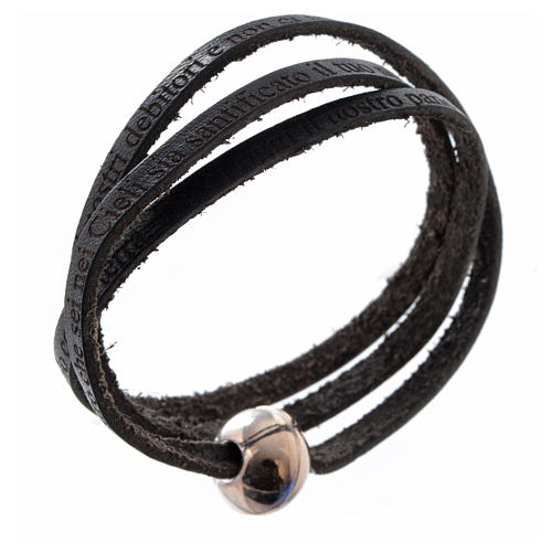 STOCK Leather sphere bracelet Our Father for women black 1