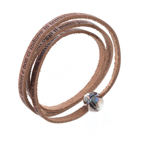 STOCK Leather sphere bracelet Our Father for women brown 1