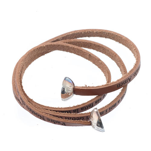 STOCK Leather sphere bracelet Our Father for women brown 2