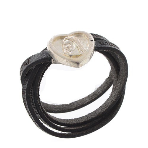 STOCK Leather bracelet with heart Our Father black 1