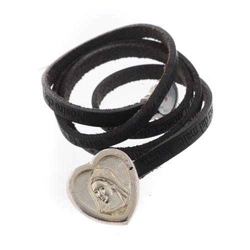 STOCK Leather bracelet with heart Our Father black 2