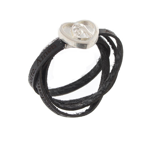 STOCK Leather bracelet with heart Hail Mary black 1