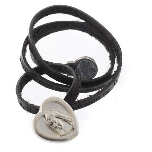 STOCK Leather bracelet with heart Hail Mary black 2