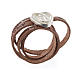 STOCK Leather bracelet with heart Hail Mary brown s1