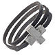 STOCK Leather bracelet with cross Our Father for men black s1