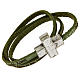 STOCK Leather bracelet with cross Our Father for men green s1