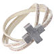 STOCK Leather bracelet with cross Our Father for men white s1