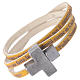 STOCK Leather bracelet with cross Our Father for women yellow s1