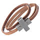 STOCK Leather bracelet with cross Hail Mary for men brown s1