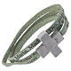 STOCK Leather bracelet with cross Hail Mary for men green s1