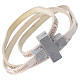 STOCK Leather bracelet with cross Hail Mary for men white s1