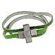 STOCK Leather bracelet with cross Hail Mary for women green s1