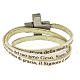 STOCK Leather bracelet with cross Hail Mary for women white s2