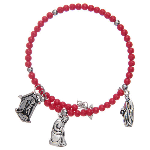 Rosary bracelet with Holy Family pendants and glass grains assorted models 1