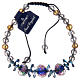 Bracelet with cord, crystal grains and blue roses s1