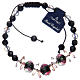 Bracelet with cord, crystal grains and black roses s2