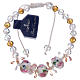 Pulseira fio com contas em cristal rosas branco s1