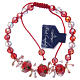 Bracelet corde rouge avec grains en cristal et roses s1