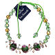 Bracelet avec corde verte grains en cristal et roses s1