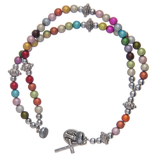Pulsera rosario con granos de acrílico multicolor 3