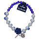 Elastic bracelet with faceted beads in ceramic and blue crystal s1